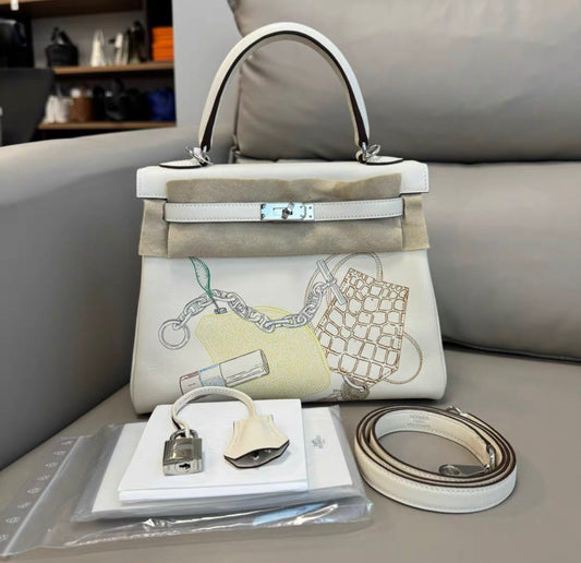 Hermes Kelly 25 Swift Nata In  Out handbag