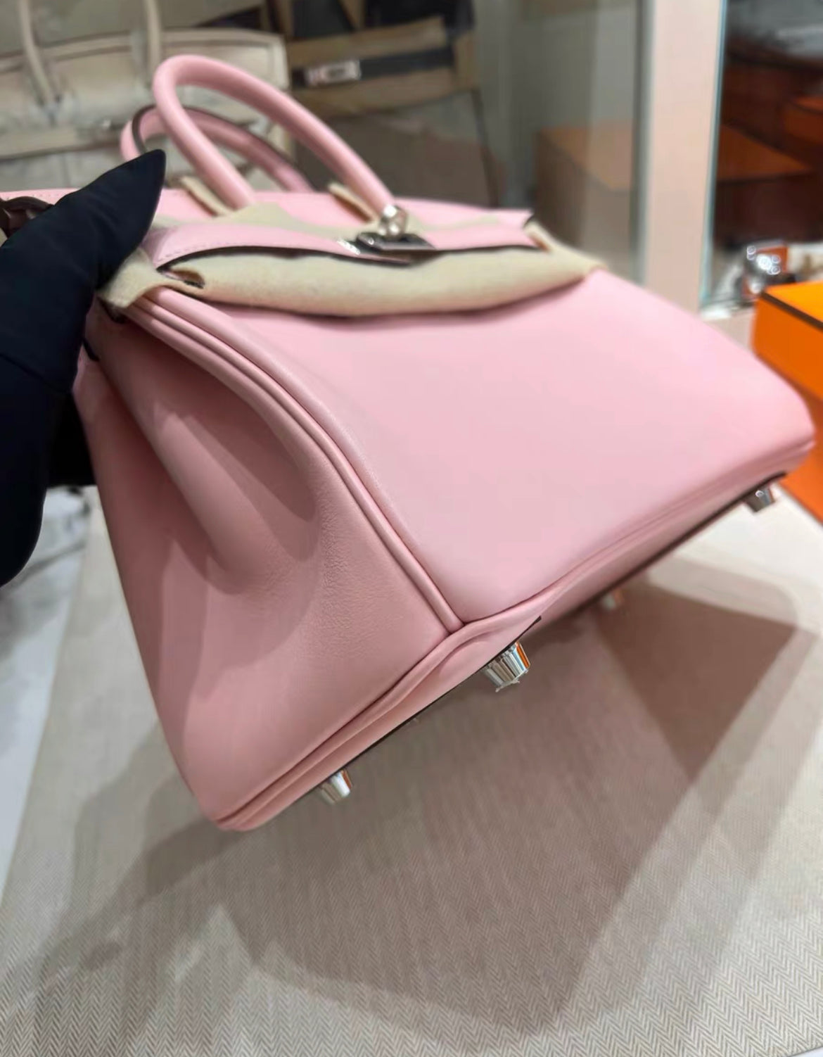 Hermes Birkin 25 Rose Sakura Pink Swift Palladium Hardware Handbag