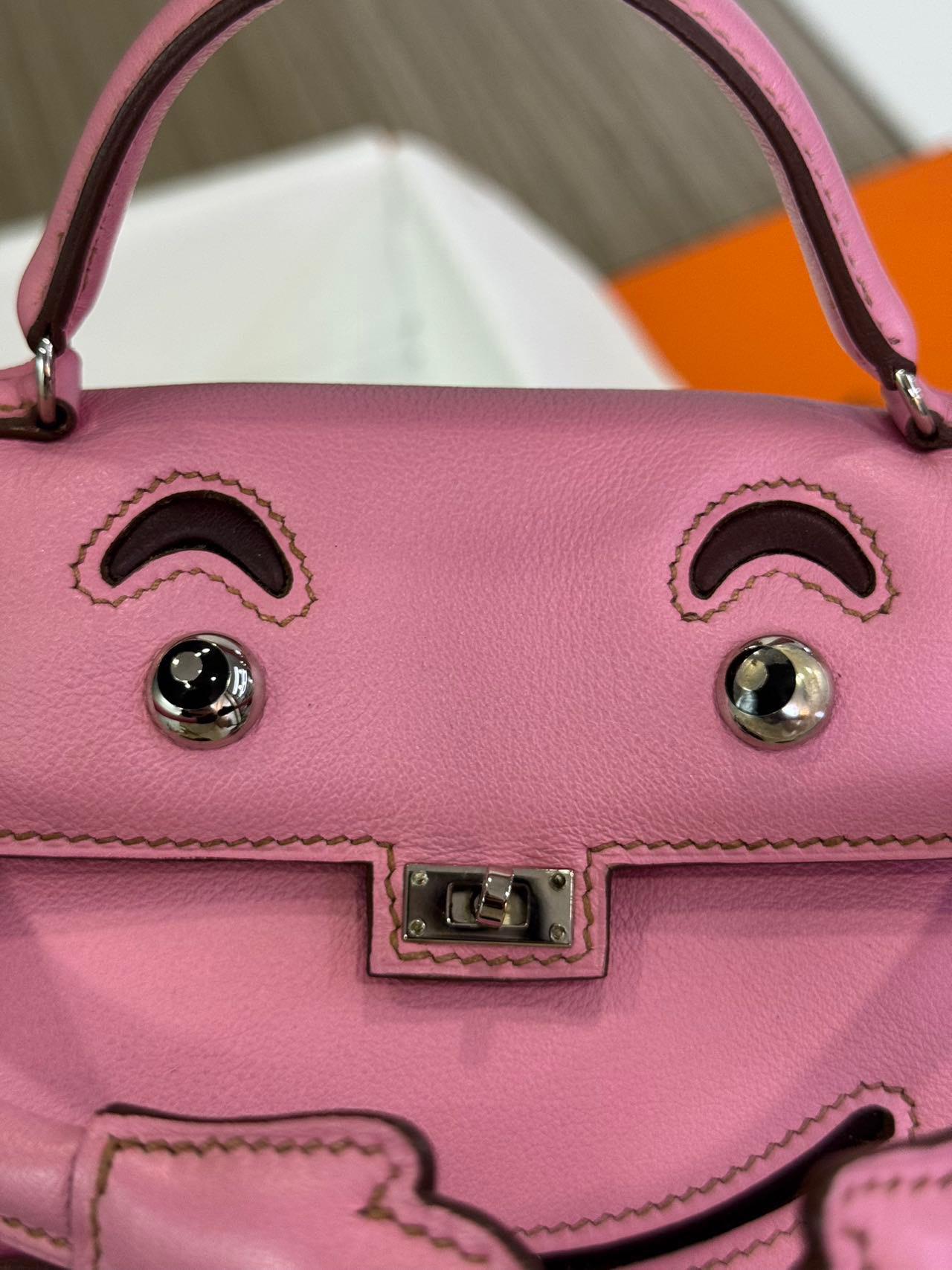 Rare Hermès Kelly Doll Pink Bubblegum Swift Leather Palladium Hardware
