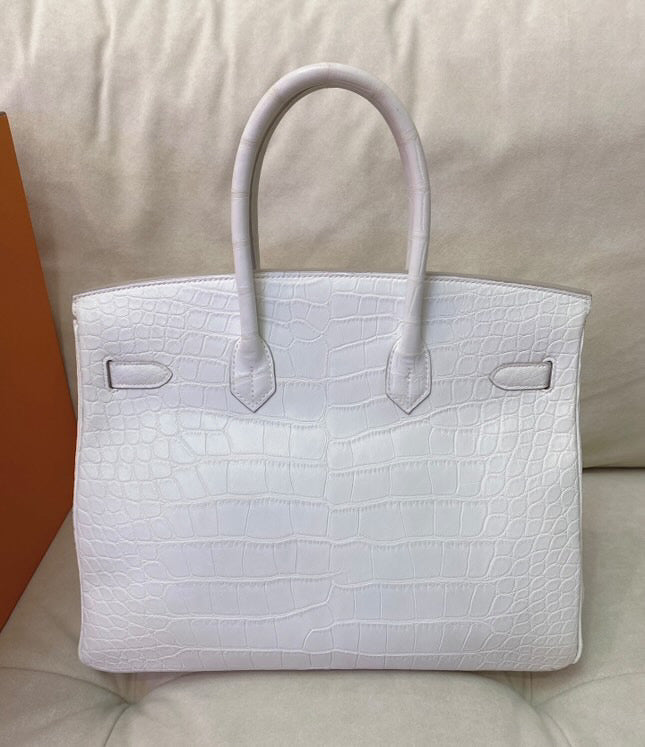HERMES BIRKIN 35 WHITE ALLIGATOR LEATHER PALLADIUM HARDWARE