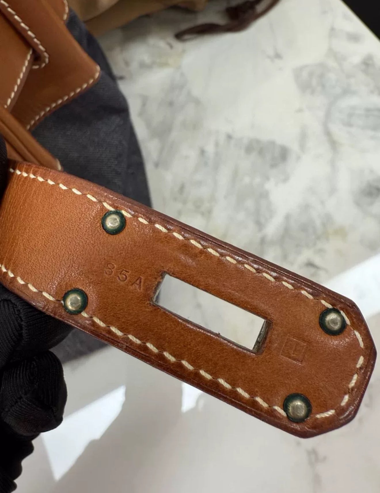 Hermes Shoulder Birkin Saddle leather and denim palladium hardware