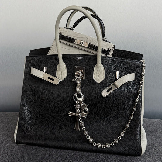 Hermes Birkin 35 Black  Gris Perle Togo leather palladium hardware