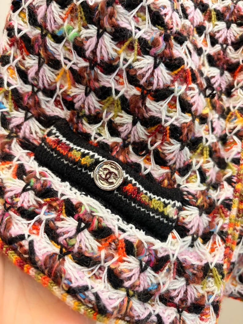 Chanel 23A orange brown colorfull Cashmere Vest