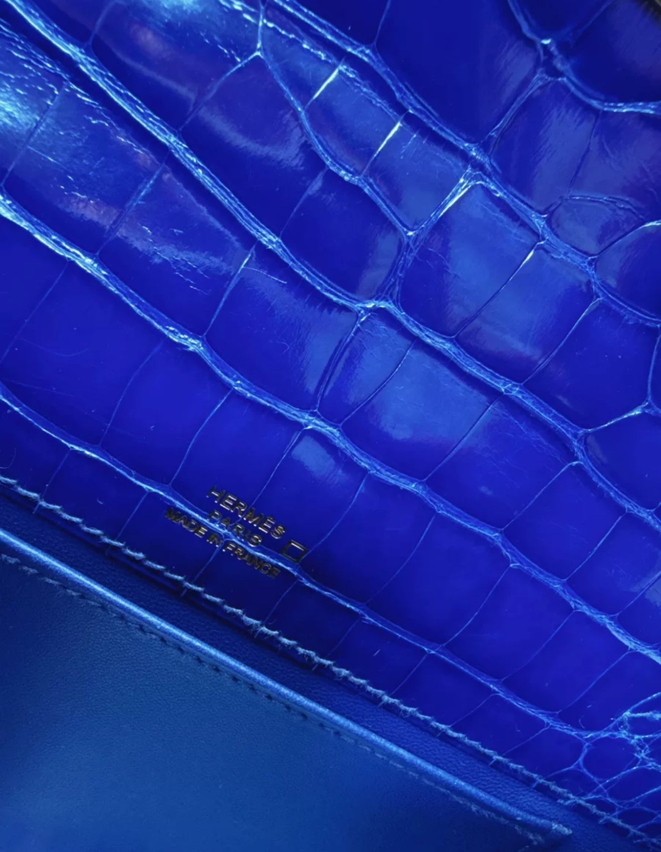 Hermes Kelly Pochette Blue electric　Alligator crocodile Leather Gold Hardware