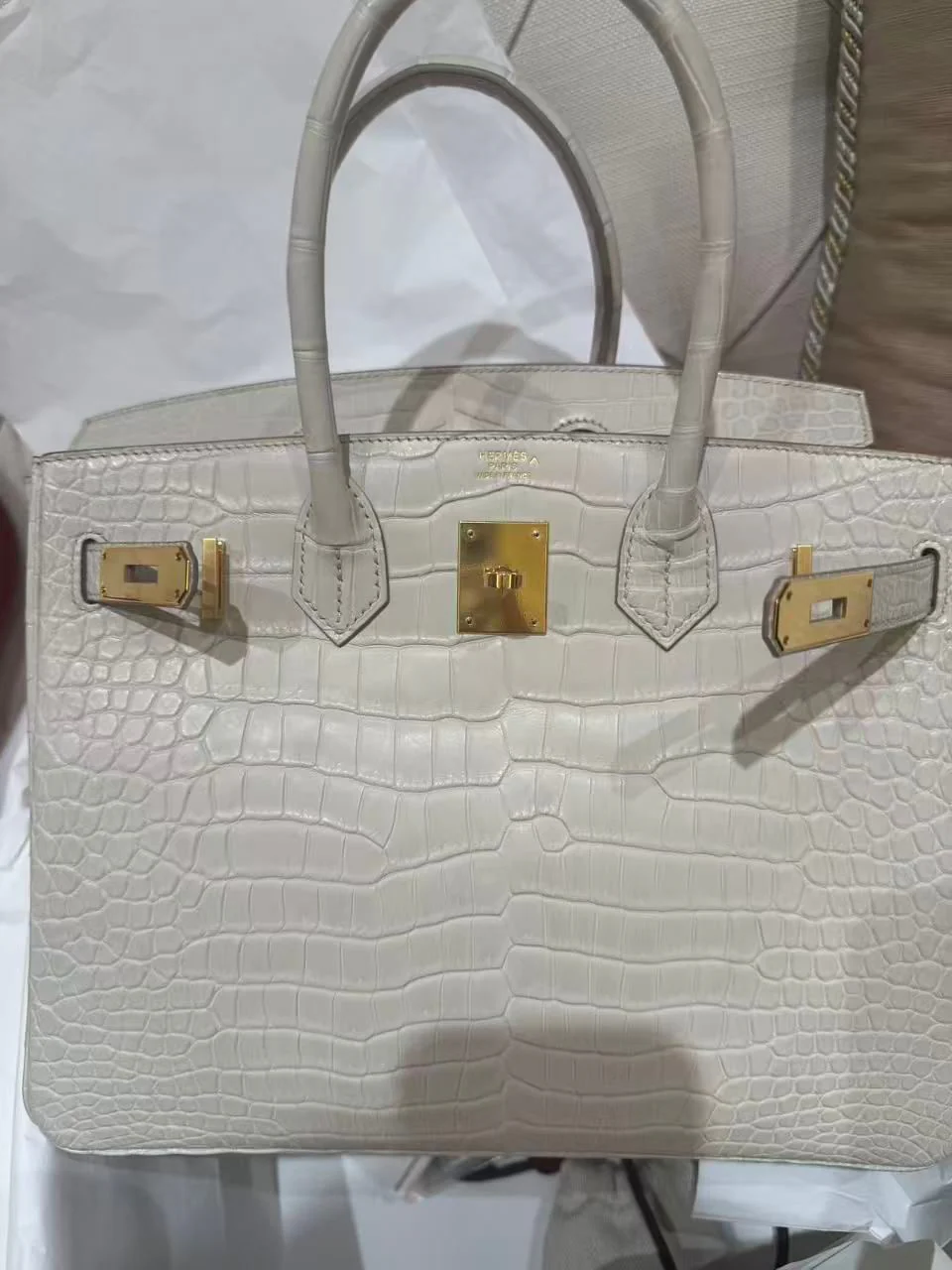 Hermes Birkin 30 Beton Matte Alligator Gold hardware