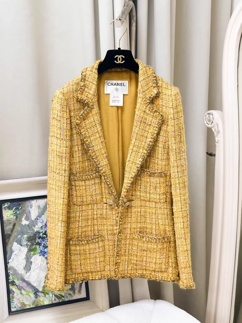 Chanel 2011 Bombay Collection yellow tweed jacket