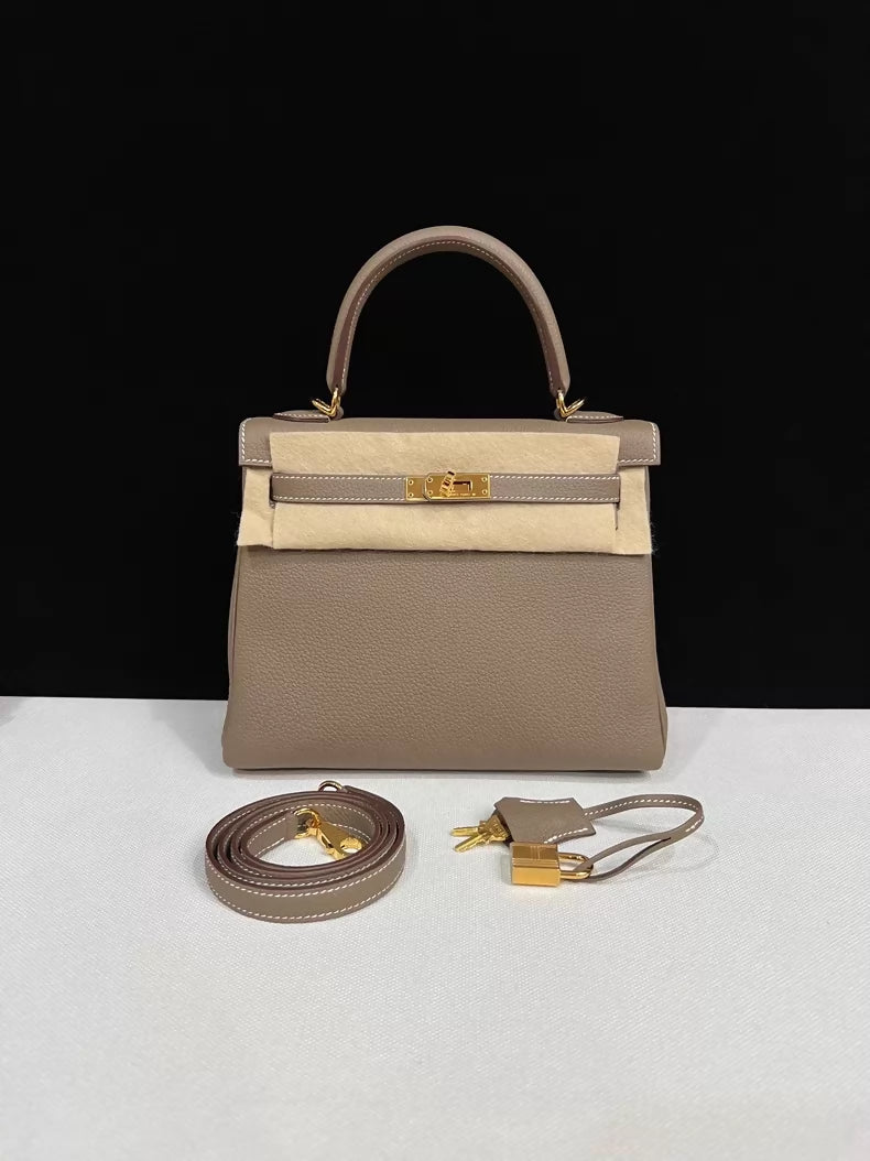 Hermes Kelly 25 Etoupe Togo leather with gold hardware