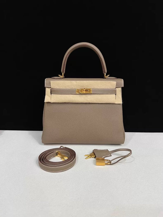 Hermes Kelly 25 Etoupe Togo leather with gold hardware
