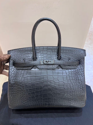 Hermès Birkin 35 So Black Matte Alligator PVD hardware