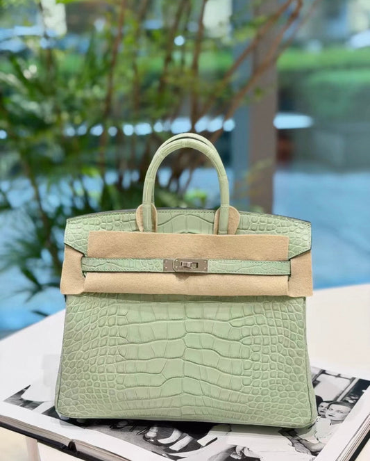 Hermès Birkin 25 6U Vert deau Crocodile Leather Palladium Hardware
