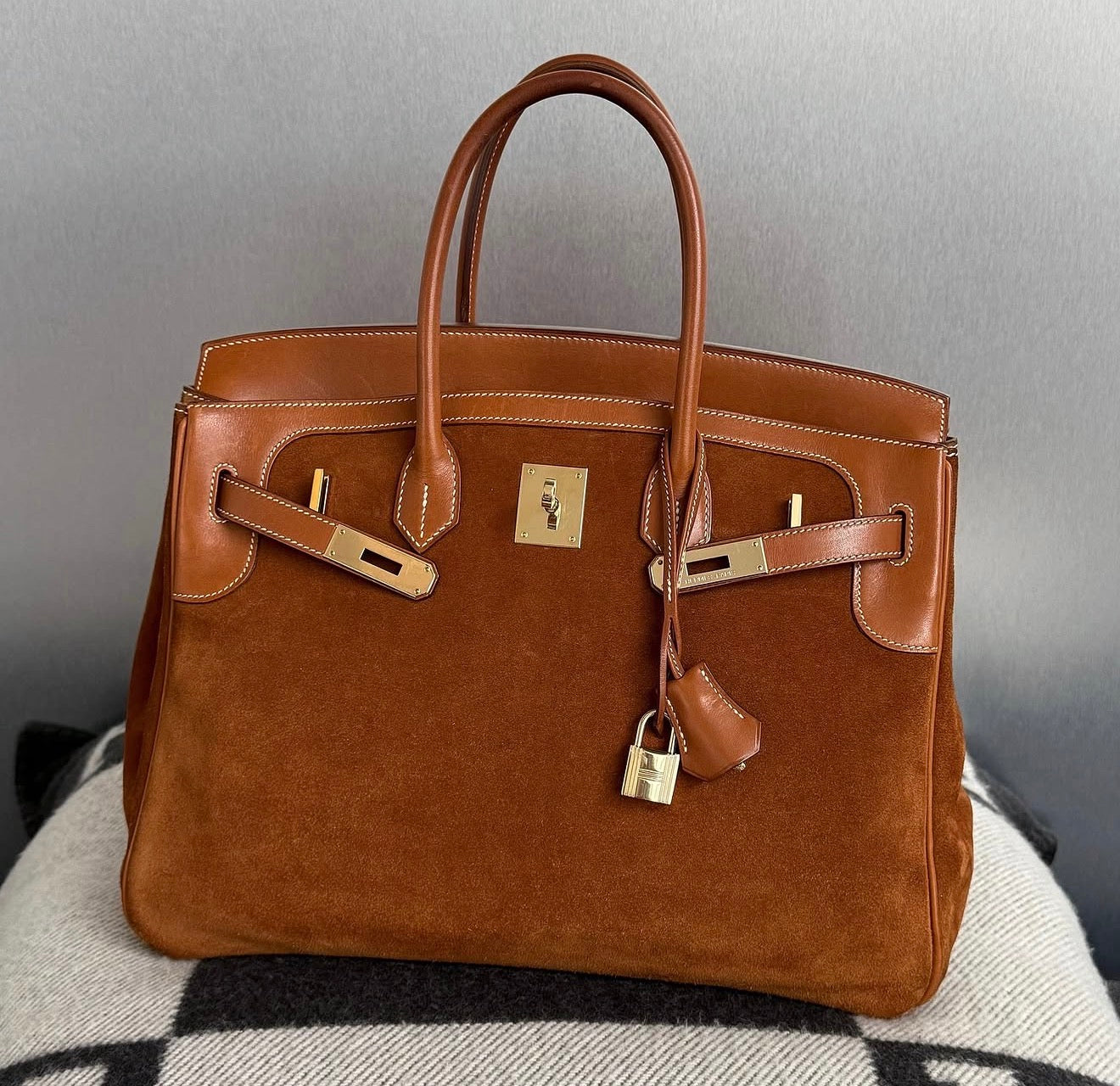 Hermès Birkin 35 Grizzly Fauve Barenia Doblis Permabrass hardware