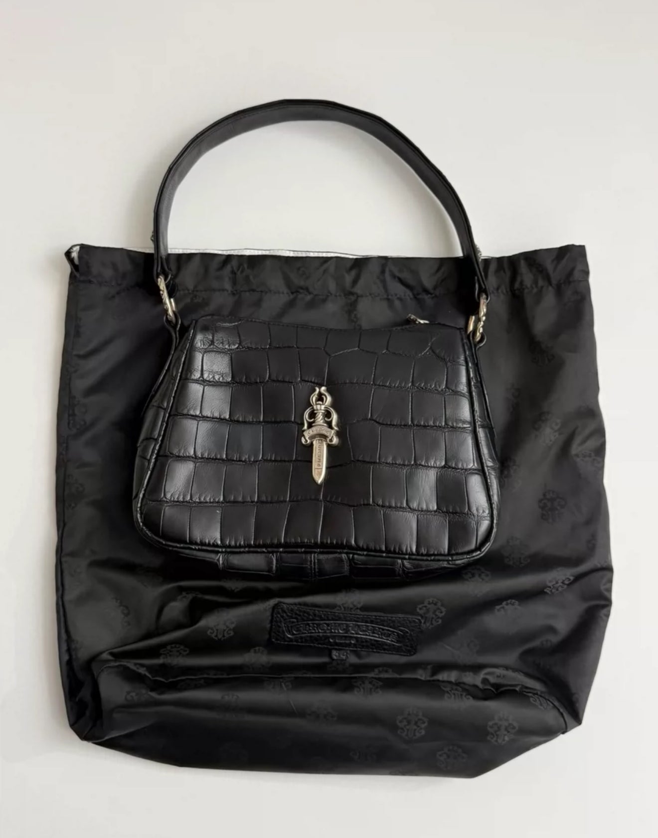 Chrome Hearts Black Alligator Leather Nugget Bag