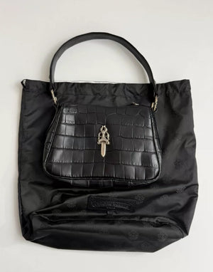 Chrome Hearts Black Alligator Leather Nugget Bag