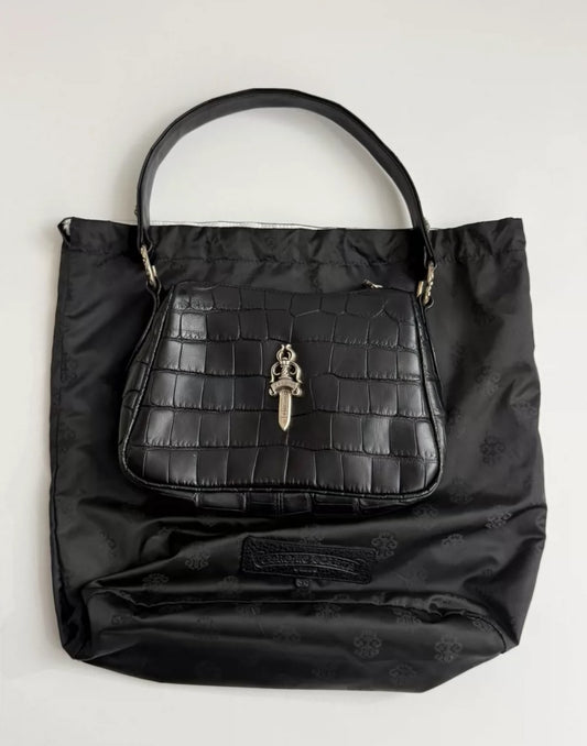 Chrome Hearts Black Alligator Leather Nugget Bag