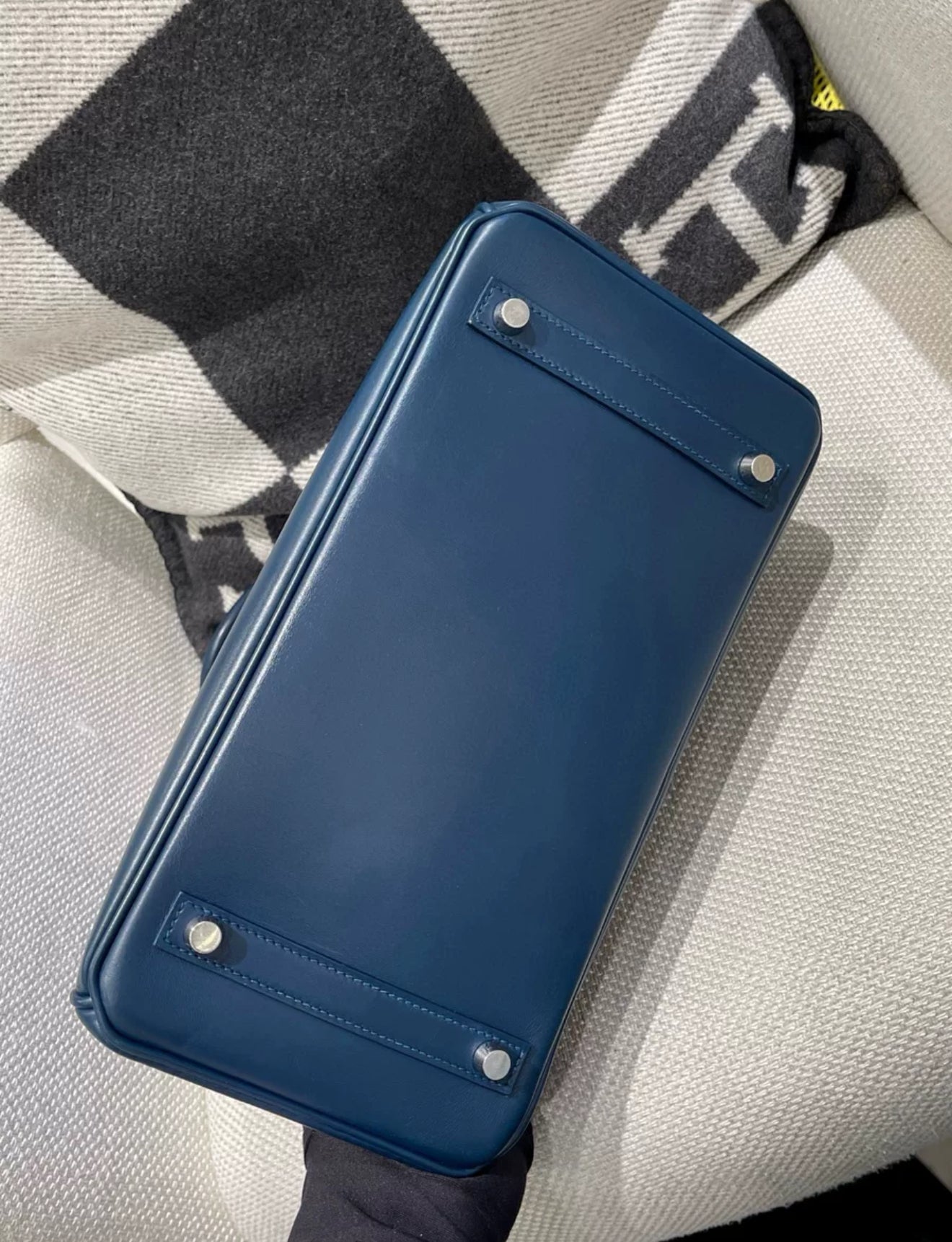 Hermès Birkin 30 blue box leather Palladium Hardware