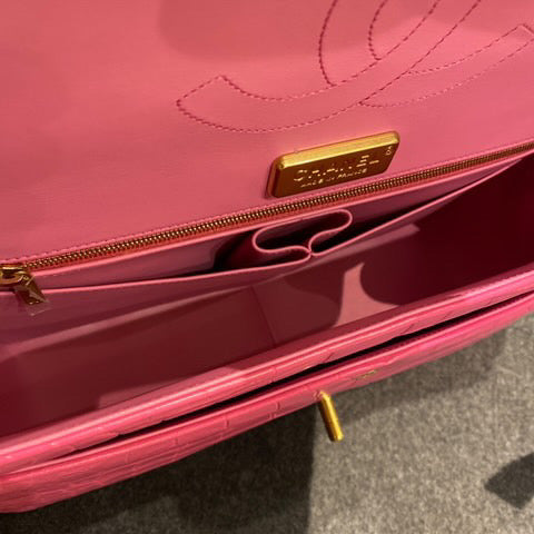 Super Rare Chanel Medium flap Pink Barbie Matte Alligator leather with gold hardware