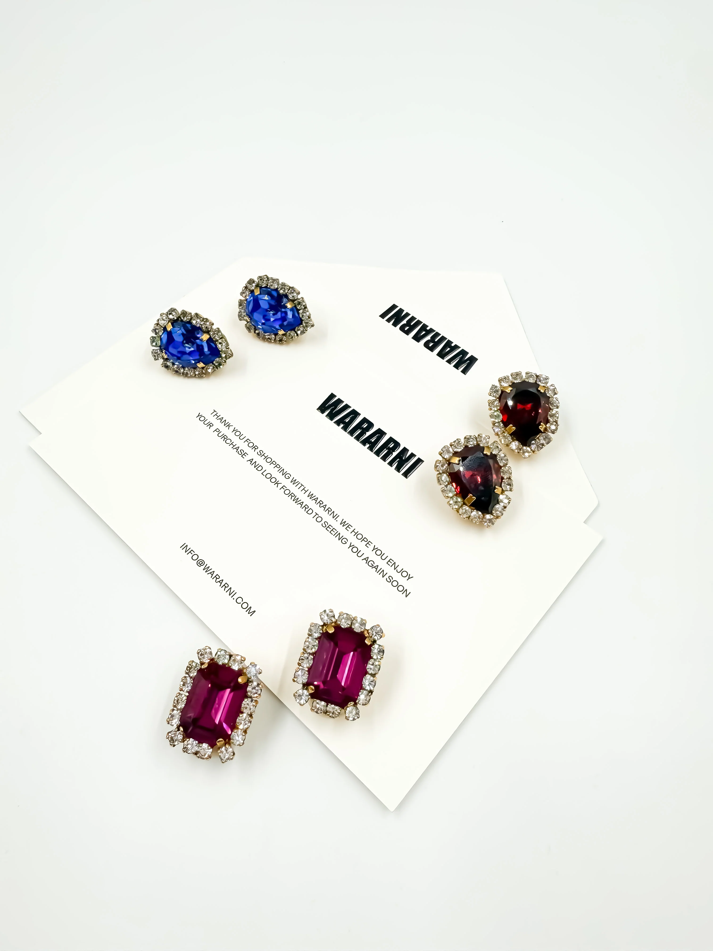 Chanel 1995 “Barbie Collection” Crystal Earrings Pink/Dark Red/Blue
