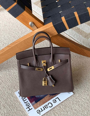 Hermes Birkin 25 Ebene Barenia Gold hardware