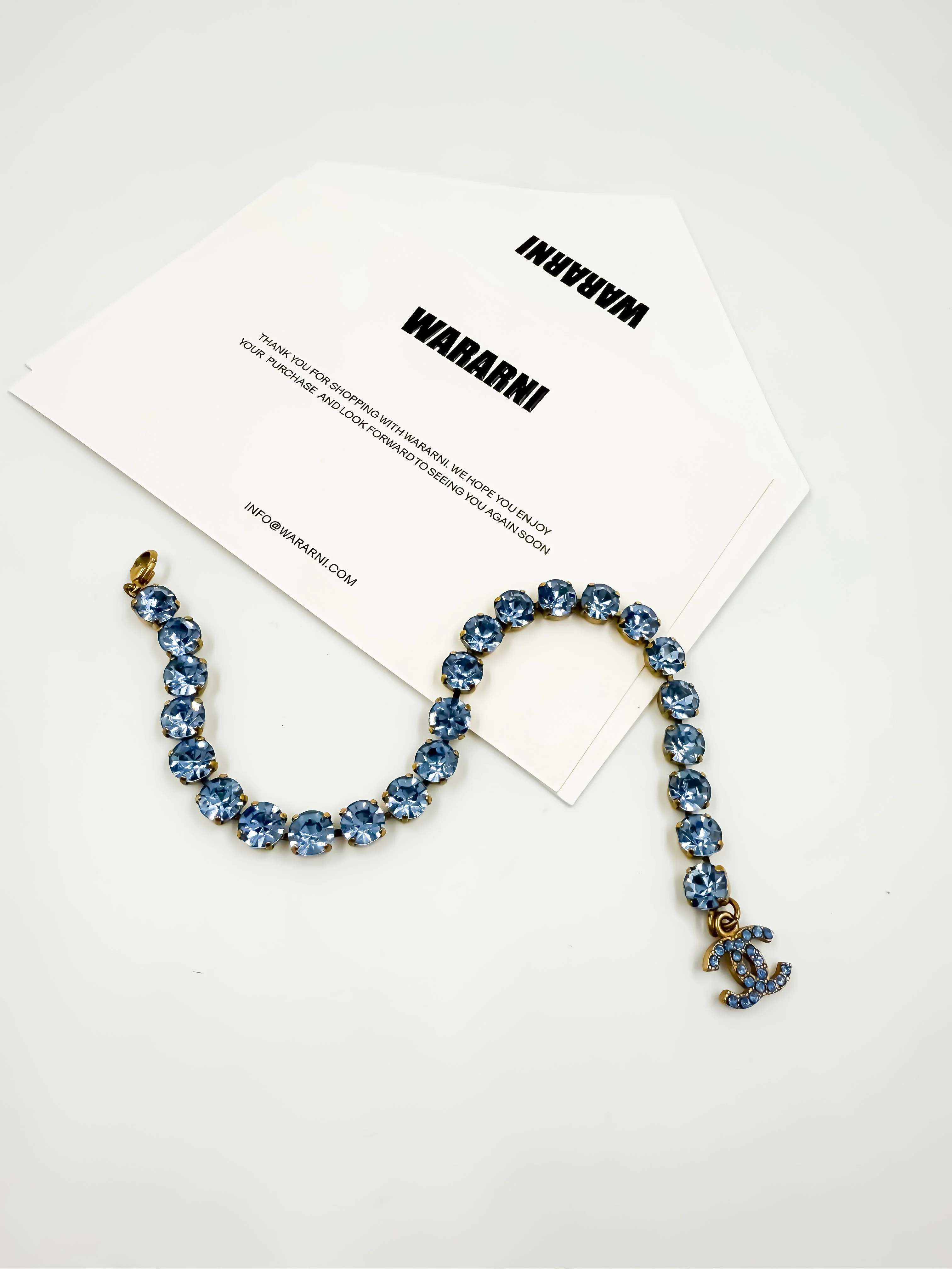 Chanel 1995 “Barbie Collection” Blue Rhinestone Set — Belt, Earrings & Anklet