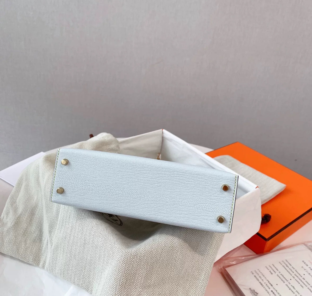 Hermès Mini Kelly Blue  Yellow Goatskin Leather Gold Hardware