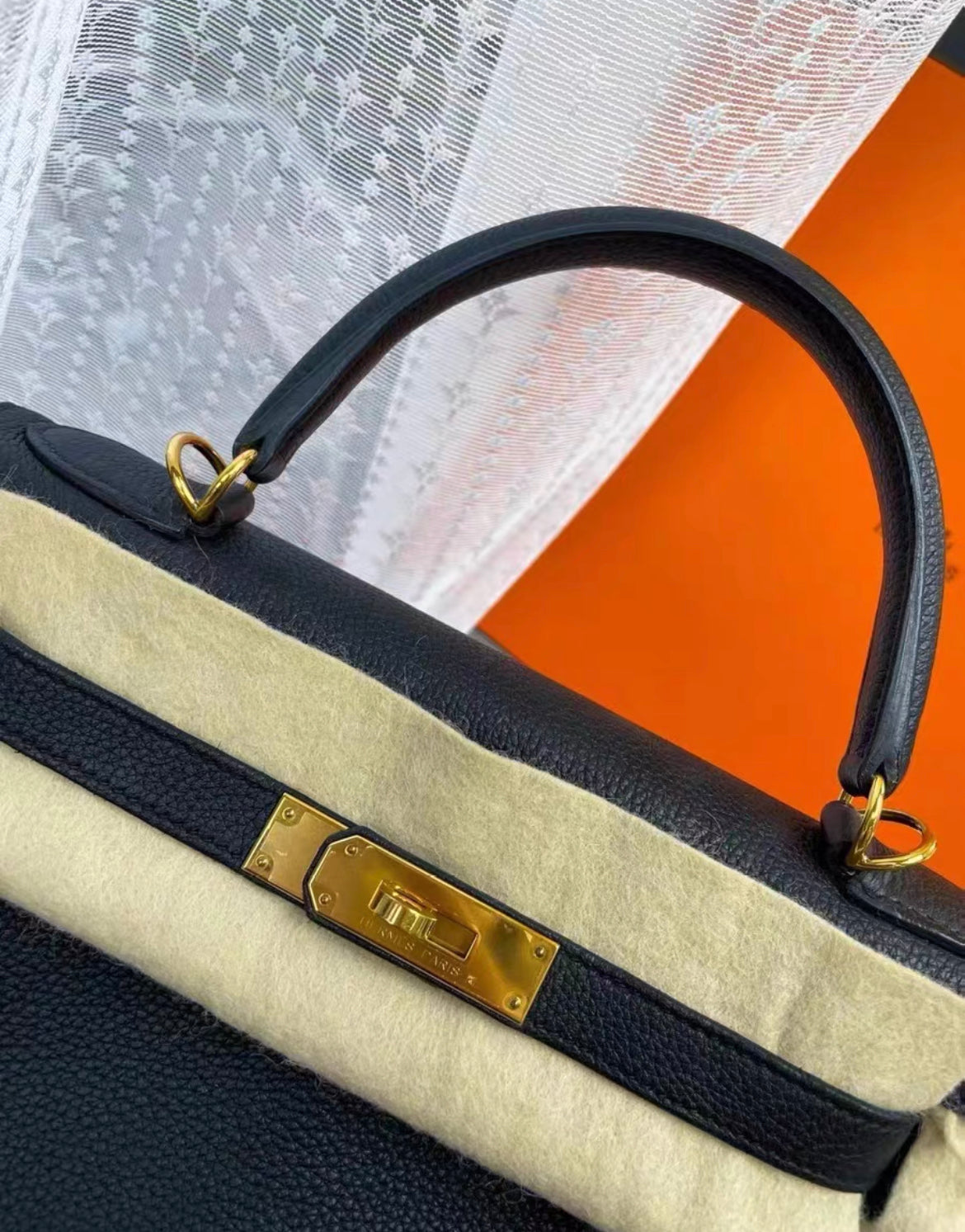 Hermes Kelly 28 Black Togo Leather Gold Hardware
