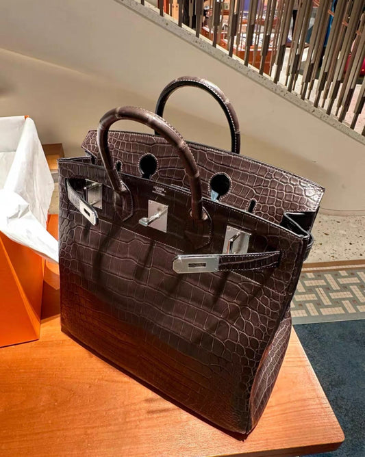 Hermès Birkin HAC 40 Gris Elephant Matte Porosus Crocodile leather Palladium Hardware