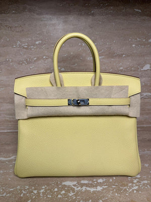Hermes Birkin 25 Jaune Poussin Togo Palladium hardware