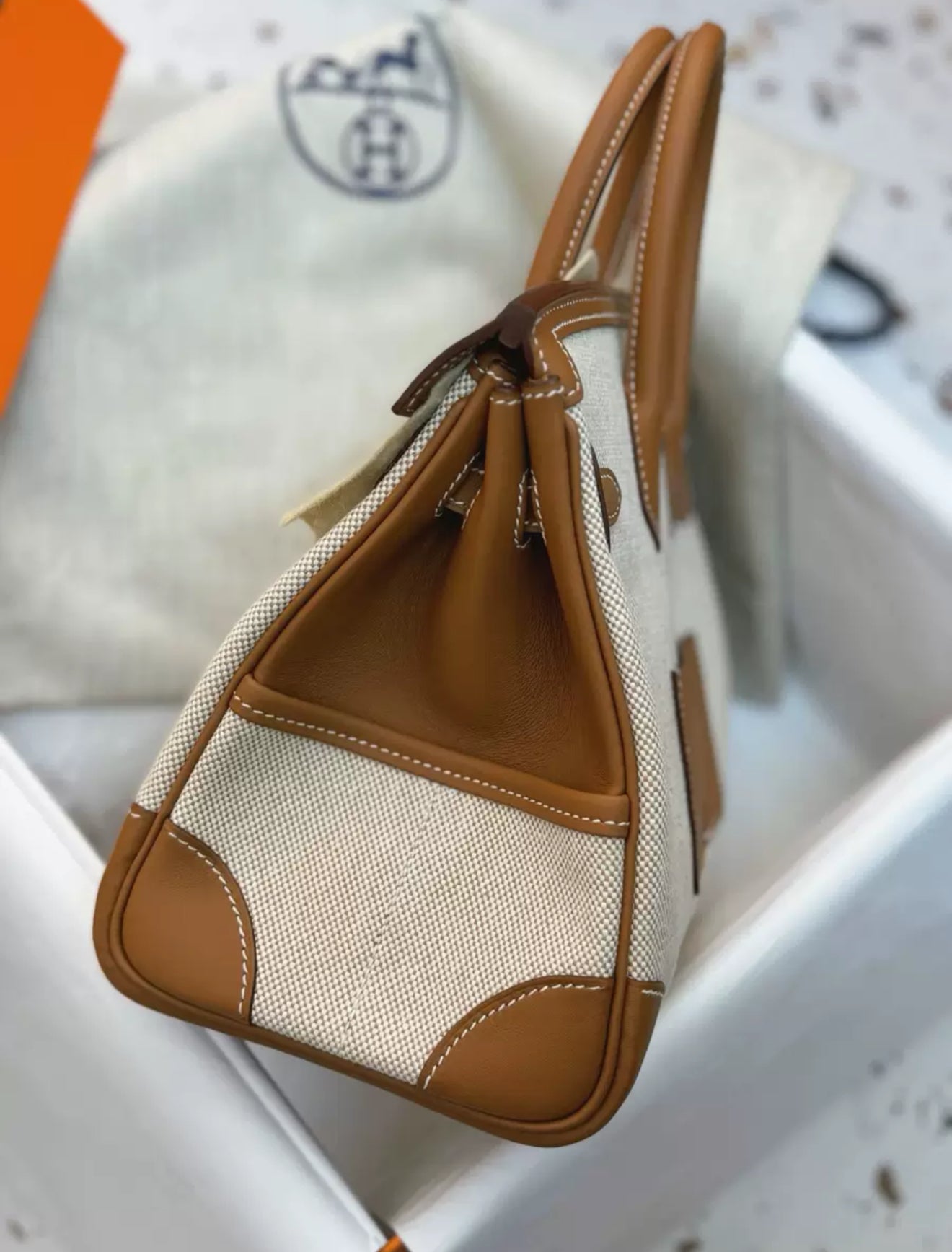 HERMÈS Limited Edition Birkin Cargo 25 in Gold Swift leather and Canvas with Palladium hardware