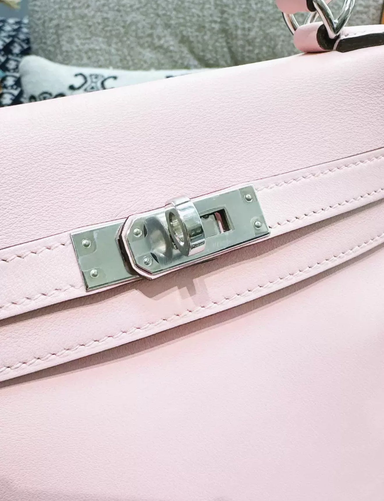 Hermes Kelly 25 Pink Sakura Swift Leather Palladium Hardware