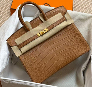 Hermes Birkin 25 gold matte alligator gold hardware