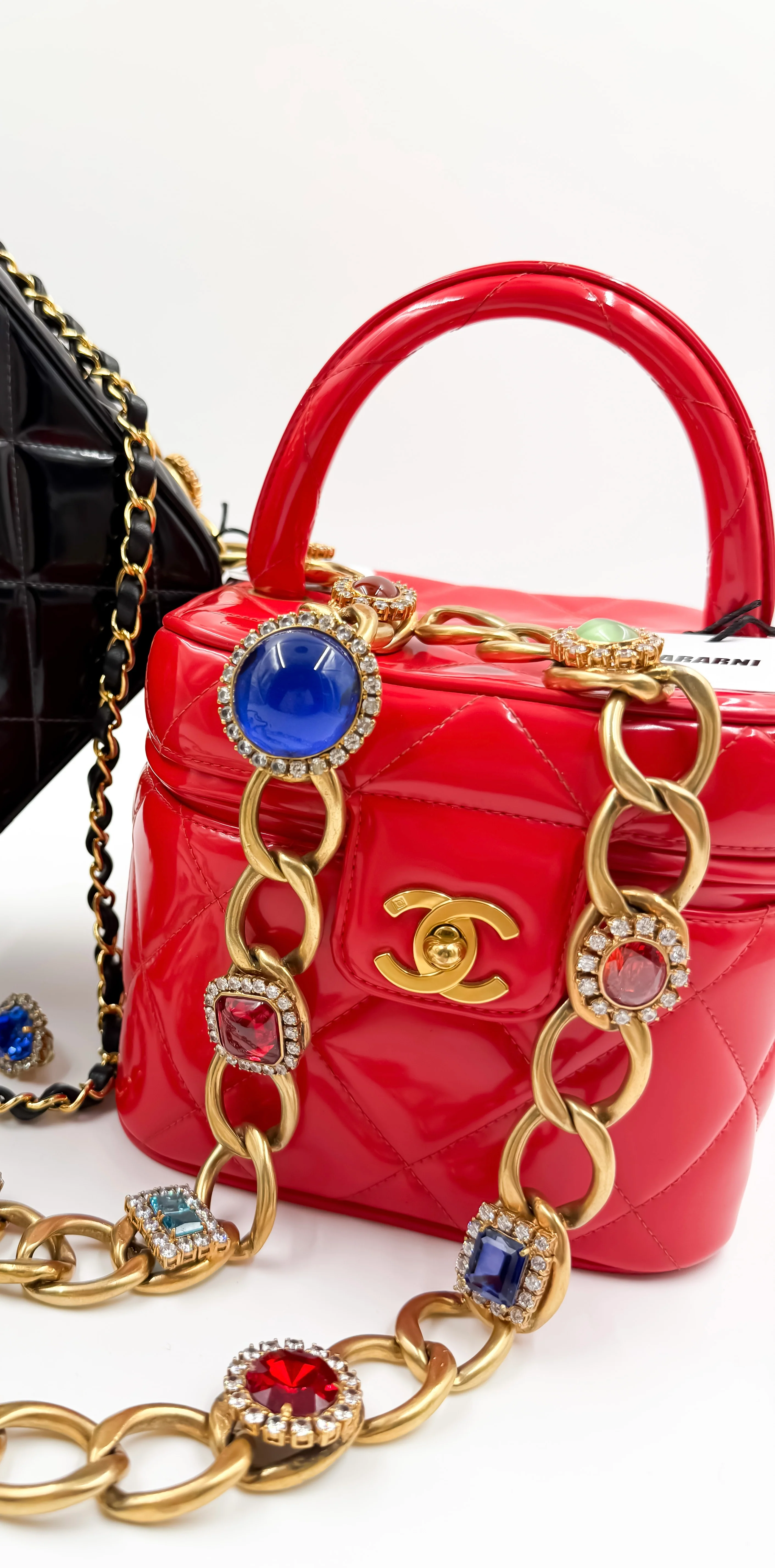 Chanel 1995 Spring/Summer Barbie Collection Chanel Red Patent Top Handle Vanity Bag