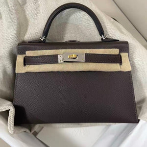 Hermes mini Kelly 20 Ebene Epsom Leather Electrum Hardware