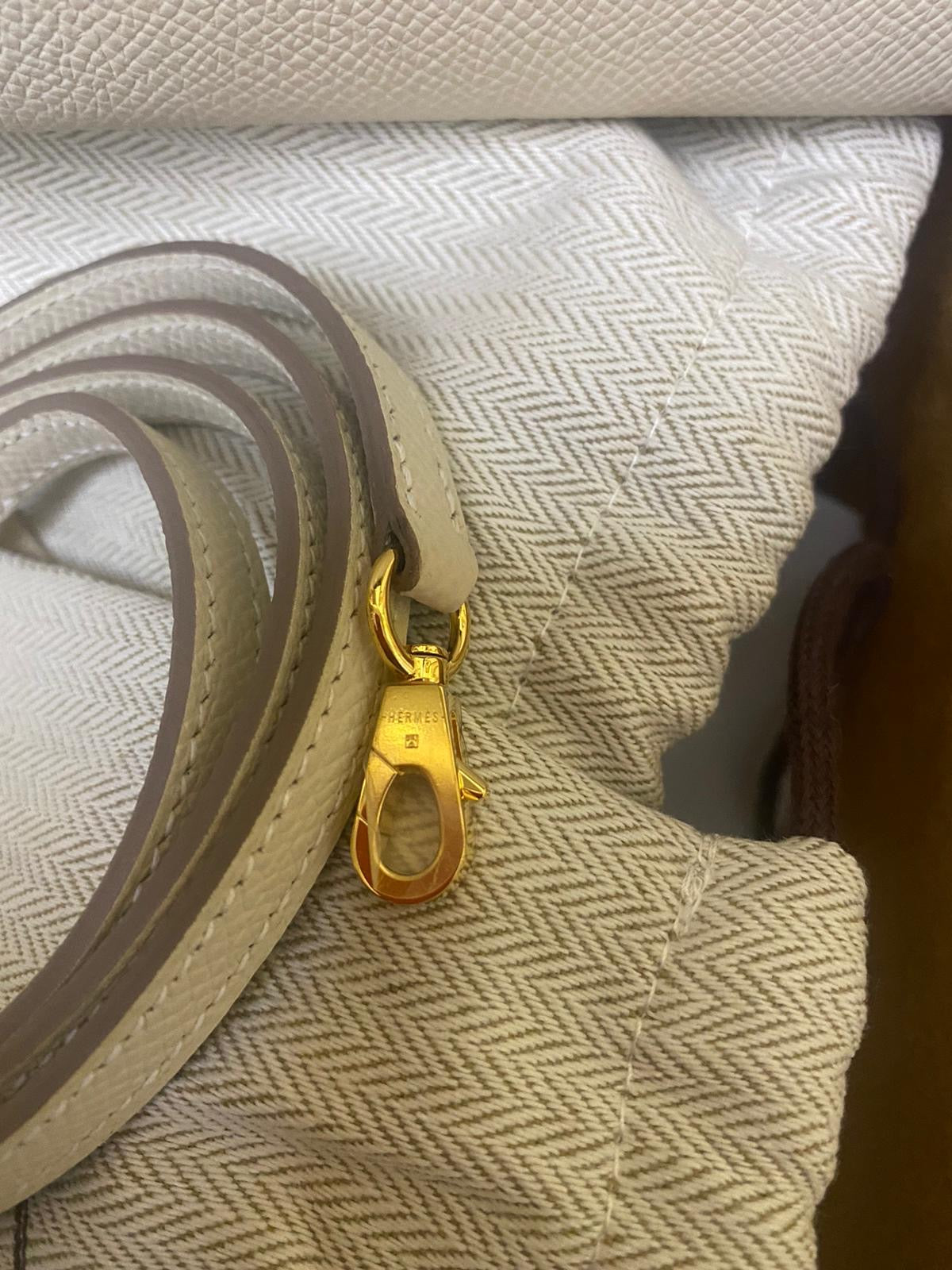 Hermes Mini Kelly Sellier Craie Epsom leather Gold hardware