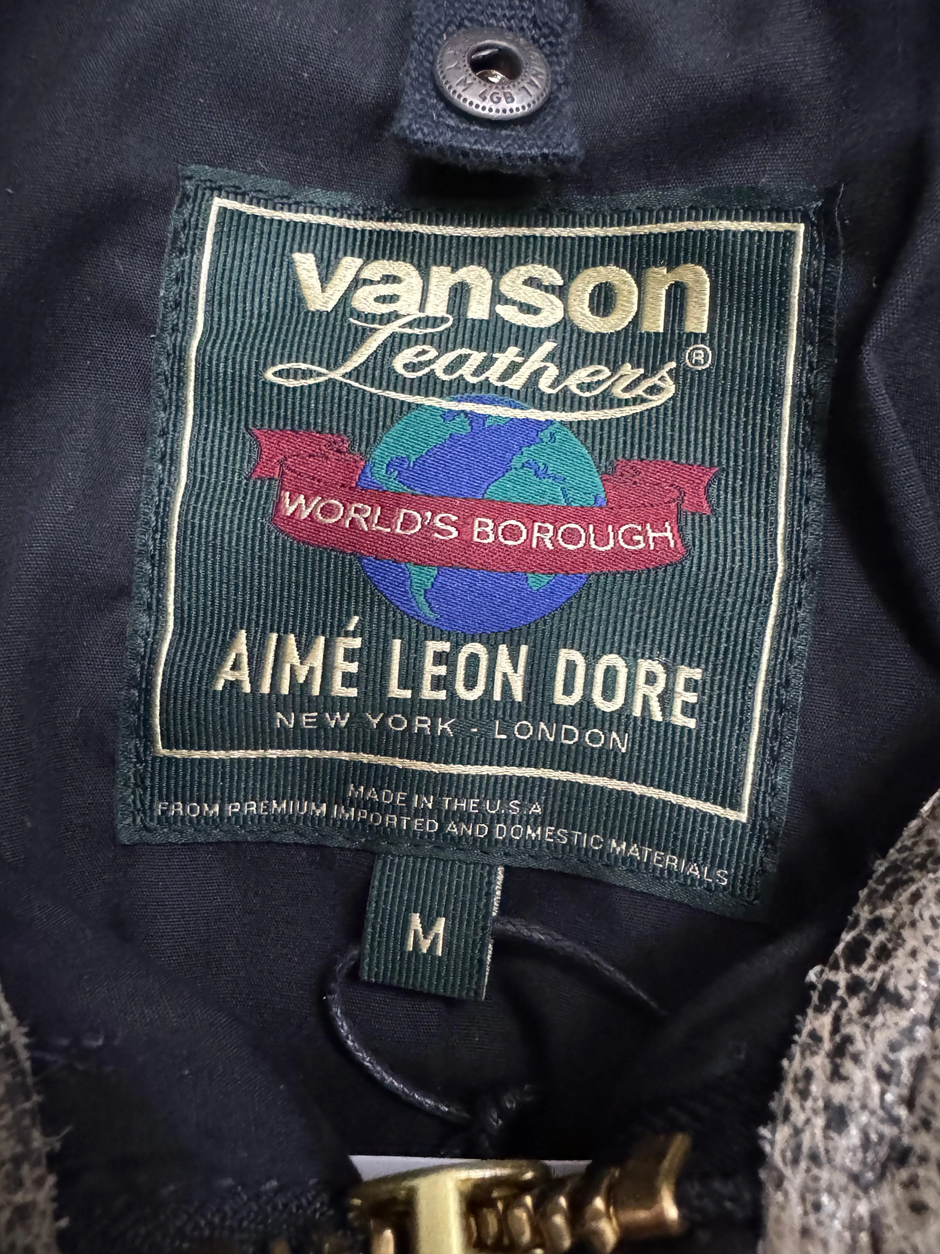 Aimé Leon Dore/ Vanson distressed Leather Moto Jacket - size M