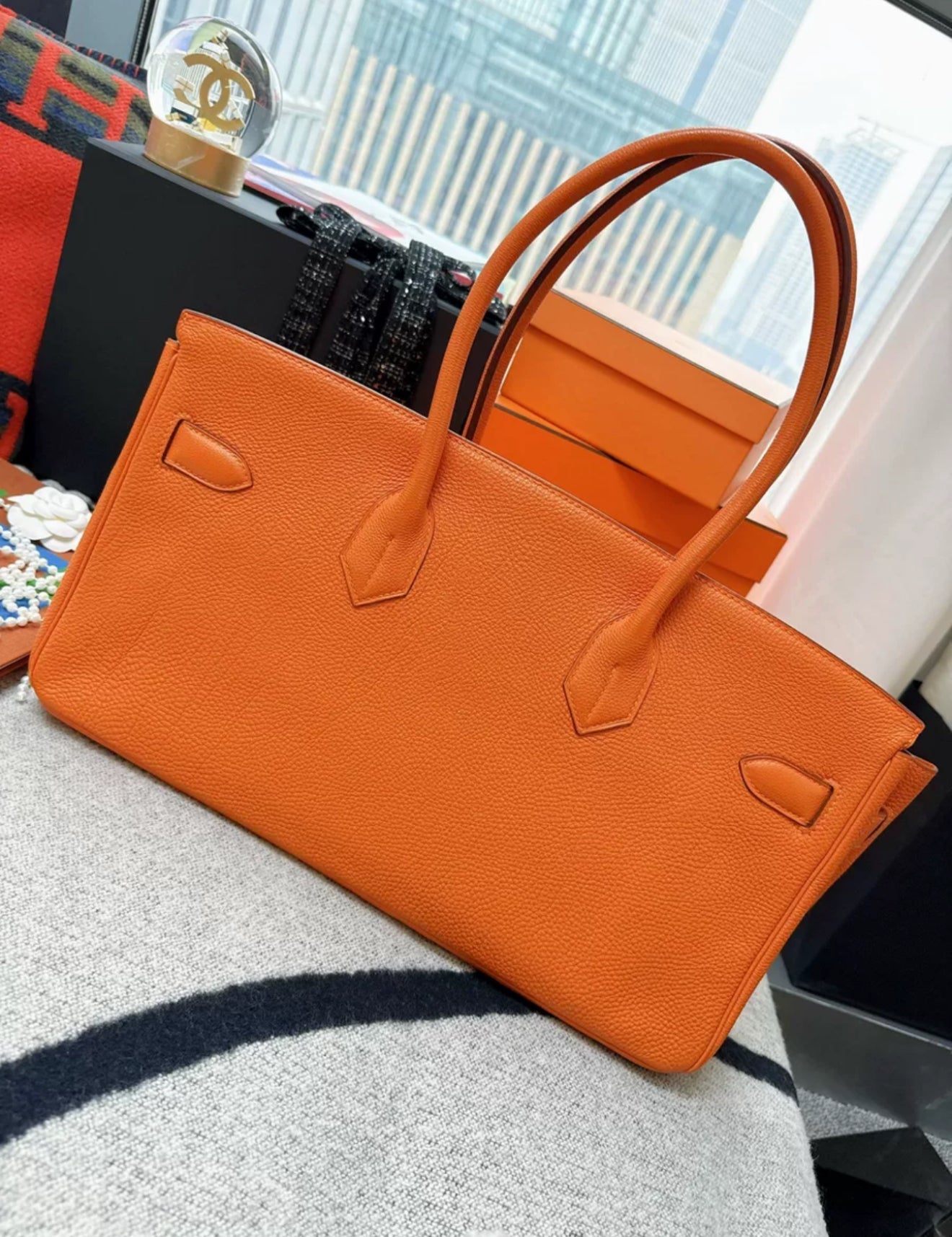 Hermes Shoulder Birkin Orange Togo Leather Gold Hardware
