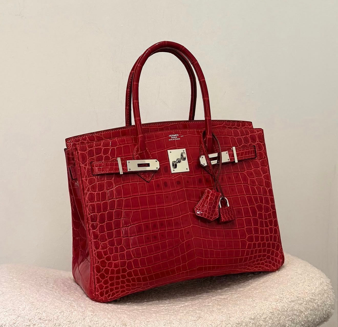 Hermès Birkin 30 braise shiny Niloticus Palladium hardware