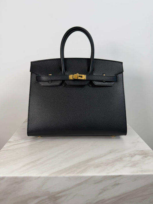 Hermès Birkin 25 Black Epsom Sellier GHW Z 2022