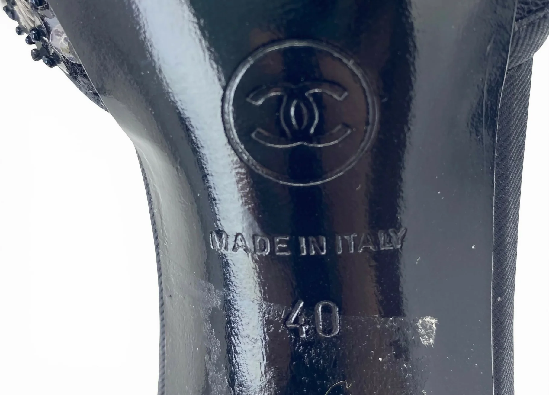 Chanel 09P Removable CC Brooch Black Sequin Bow Strap Heels EU 40