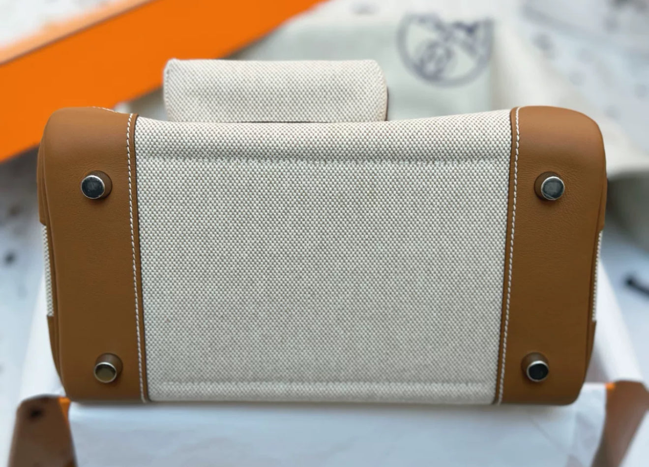 HERMÈS Limited Edition Birkin Cargo 25 in Gold Swift leather and Canvas with Palladium hardware