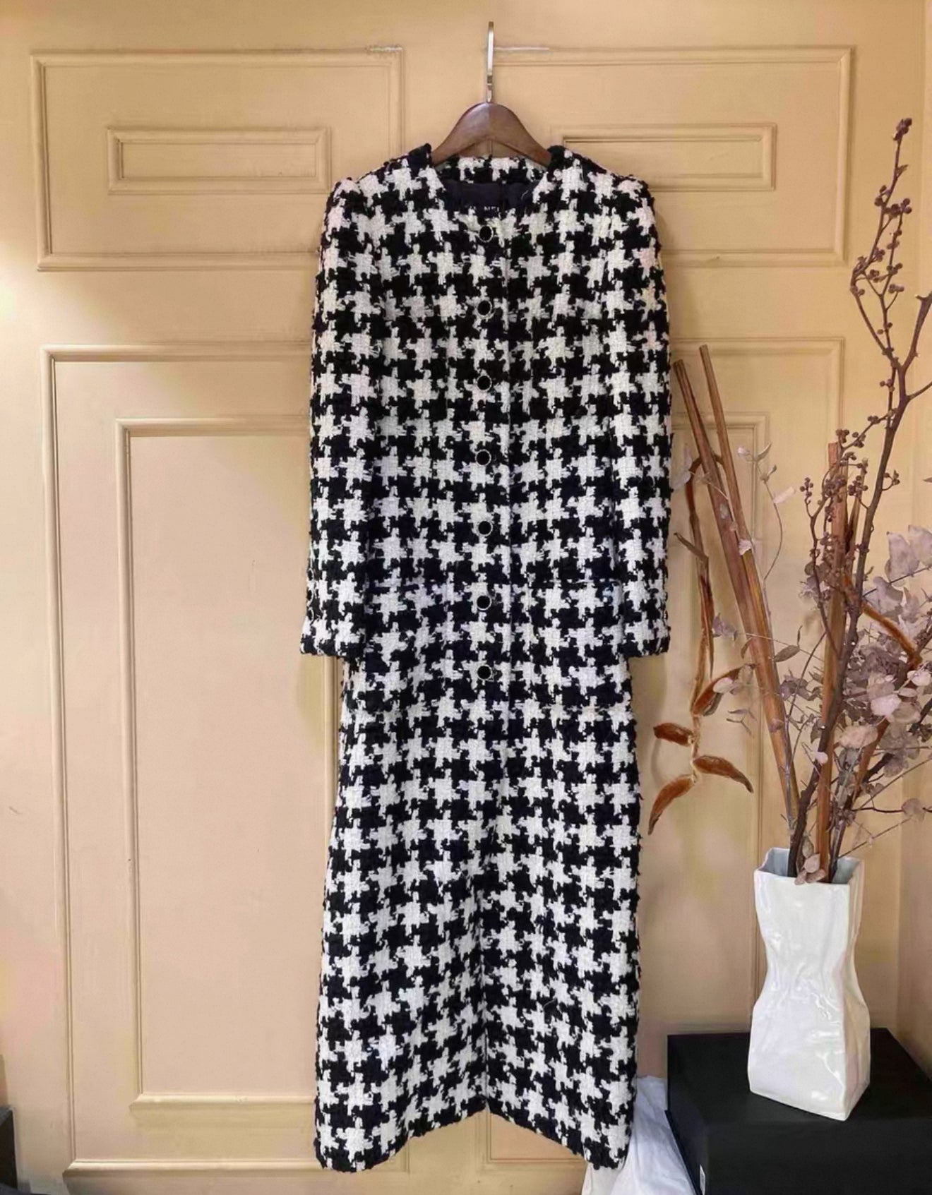 Rare Chanel 2021 Black  White Long Coat/Dress 40