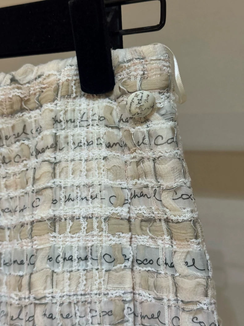 Chanel 2022 Light Pink Lesage Tweed Skirt