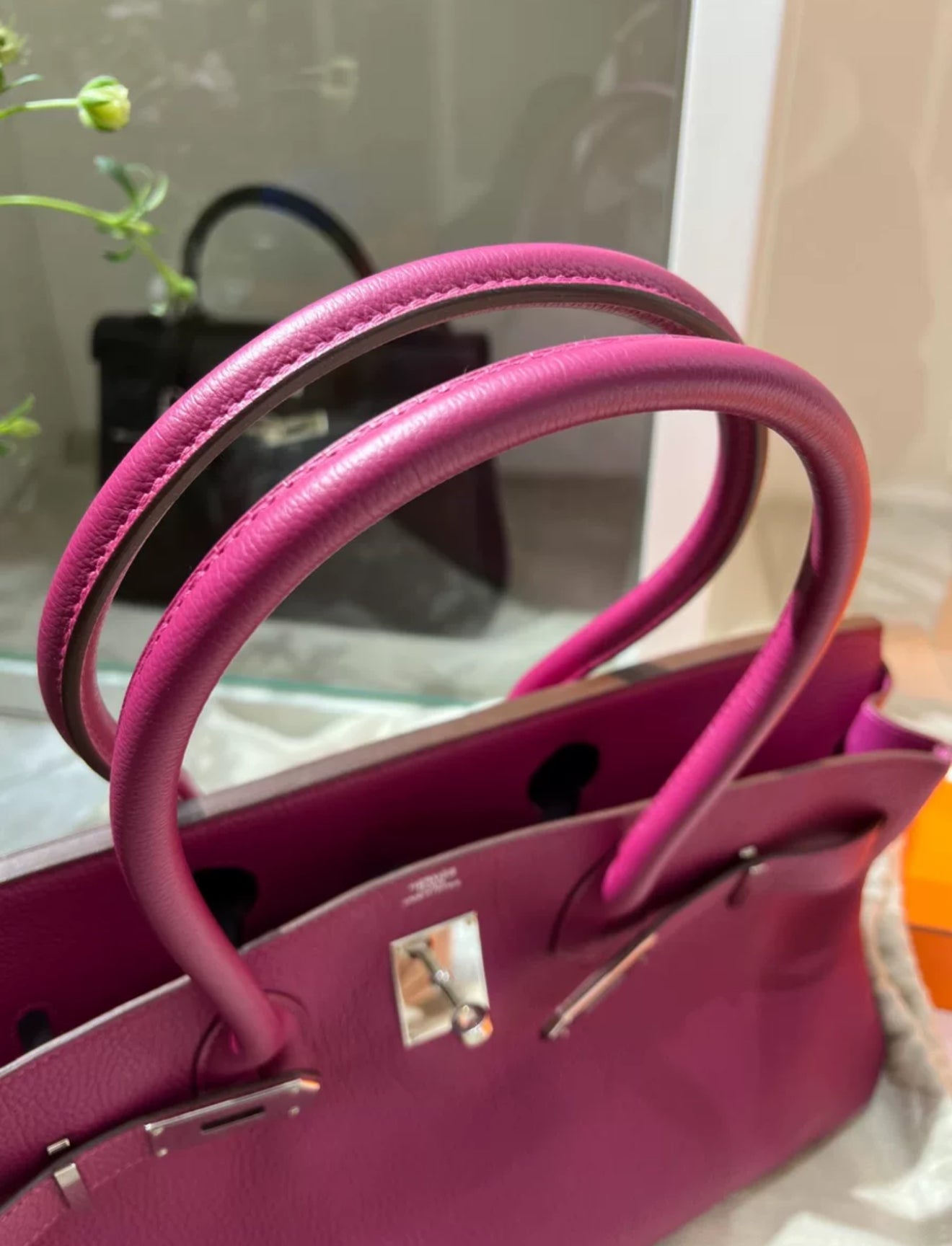 HERMÈS Birkin Shoulder Rose Pourpre Togo Leather Palladium Hardware