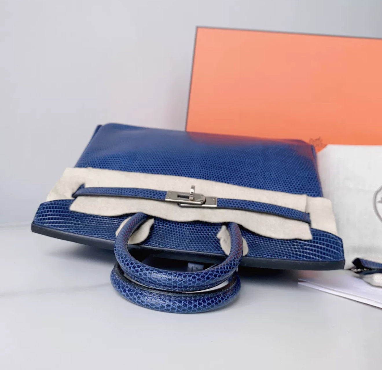 Hermes Birkin 25 Bleu Mykonos Lezard Lizard Palladium Hardware