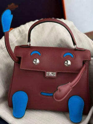 Hermes Kelly doll Rouge H  Blue Hydra Swift leather palladium hardware