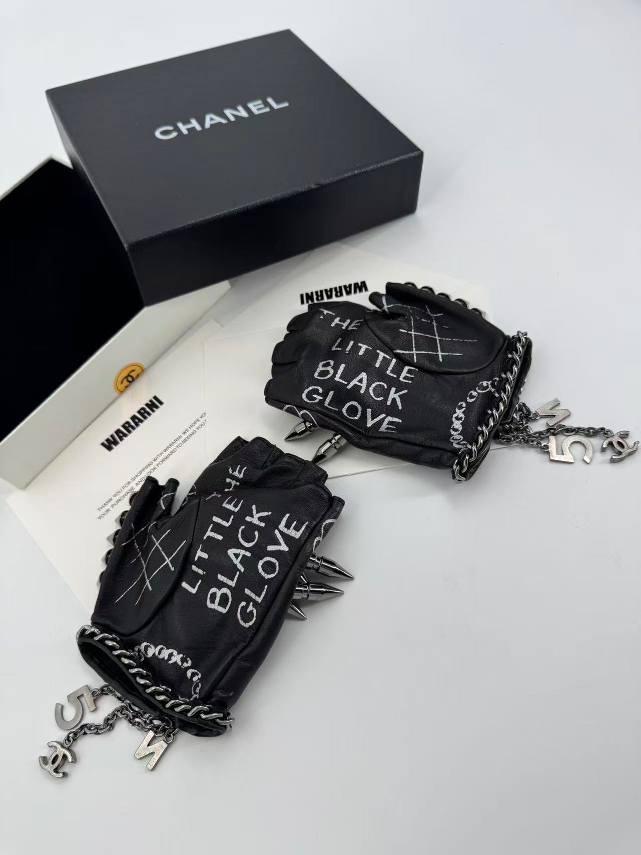 Rare* CHANEL 2013 Runway Spiked Fingerless Gloves - Karl signature gloves