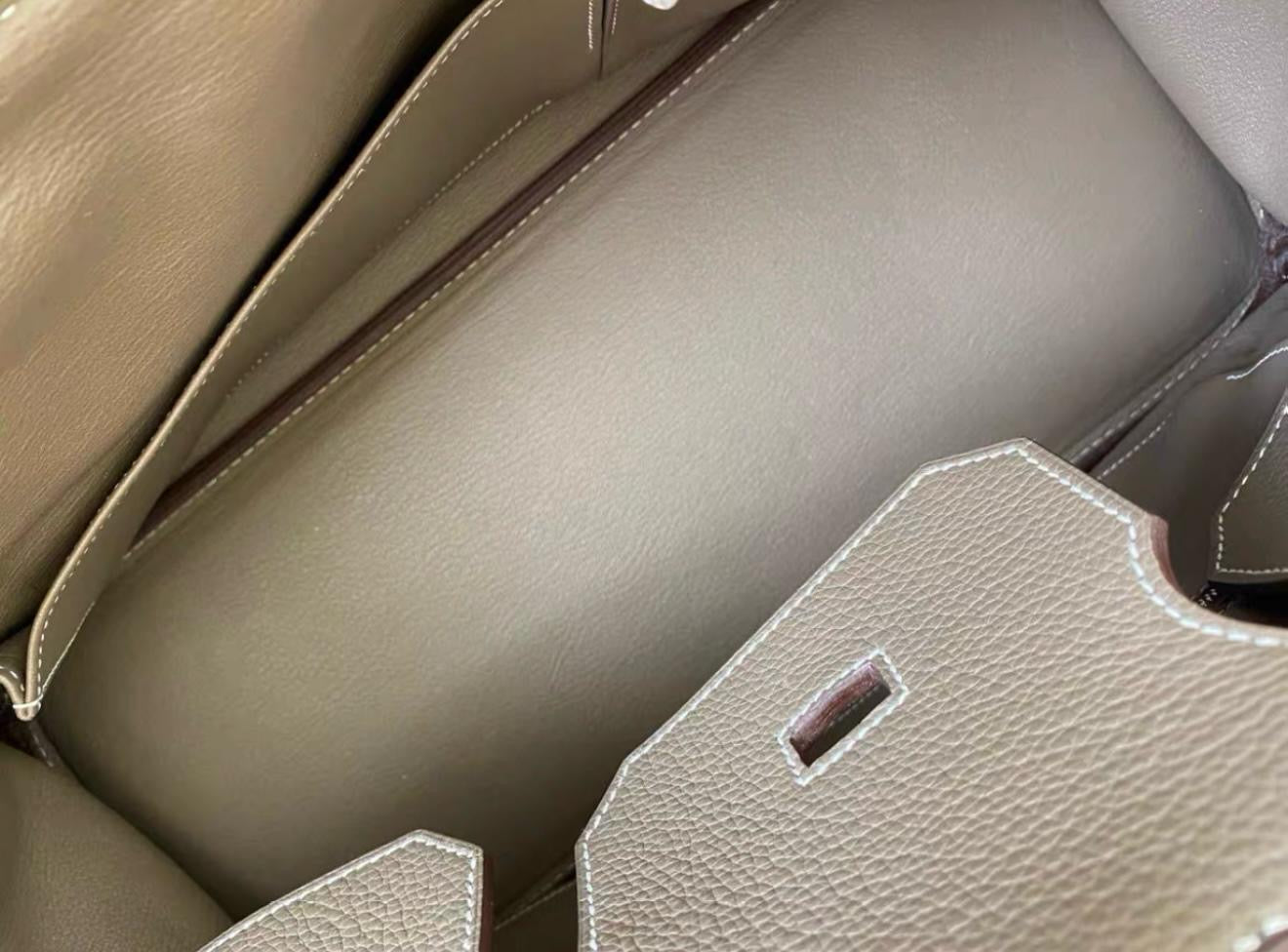 Hermes Birkin Shoulder Etoupe Togo Leather Palladium Hardware