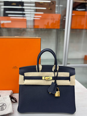 Hermes Birkin 25 Bleu Nuit Togo Gold hardware