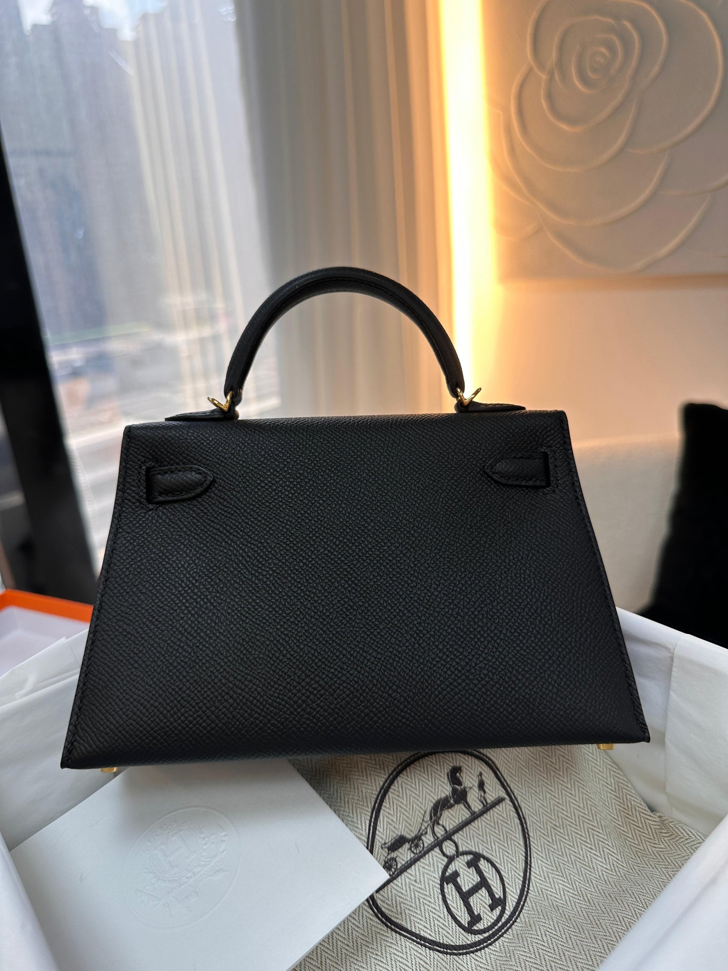 Hermès Kelly Black Epsom Mini Gold Hardware