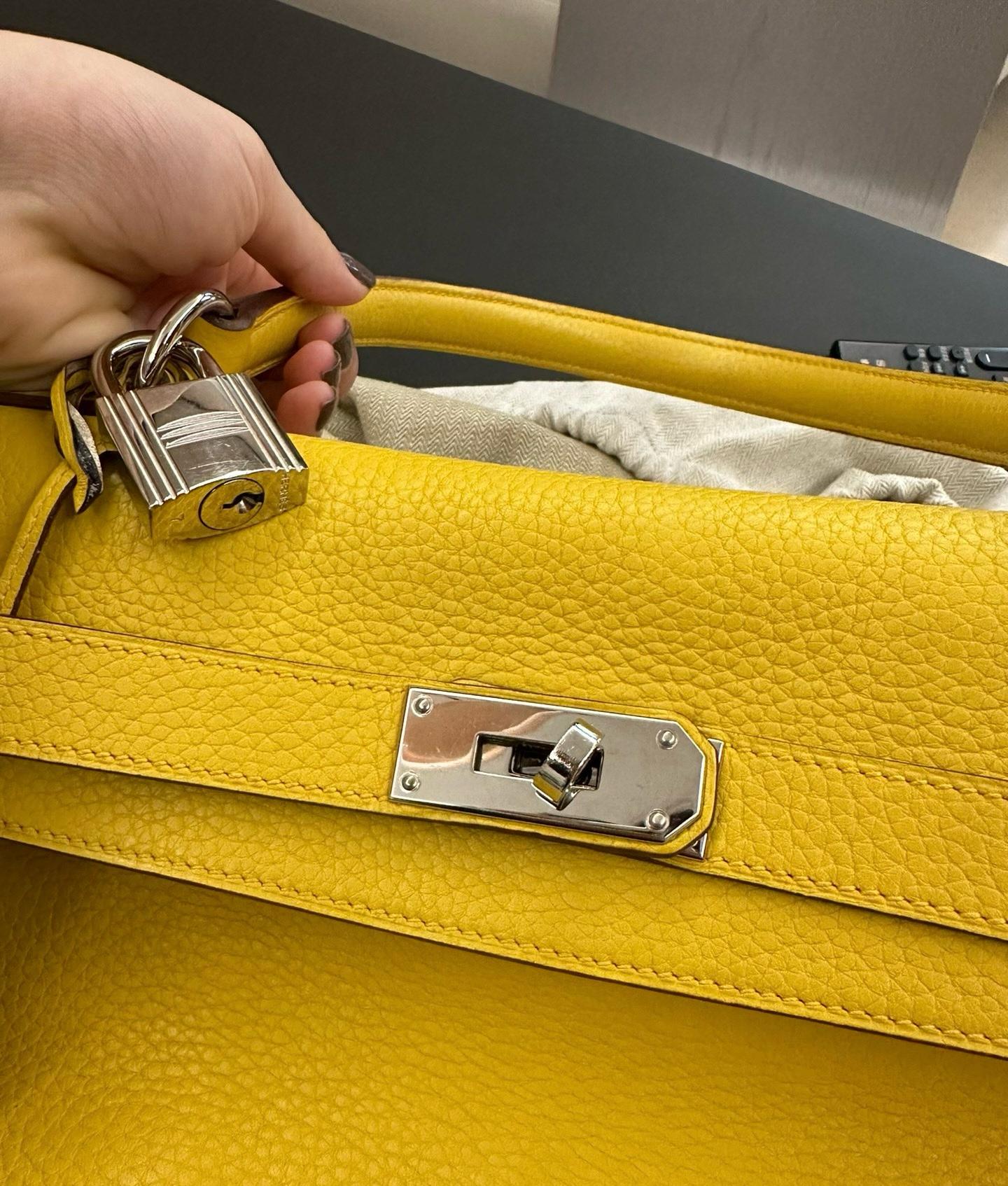 Hermes Shoulder Kelly Yellow Togo Leather Palladium Hardware