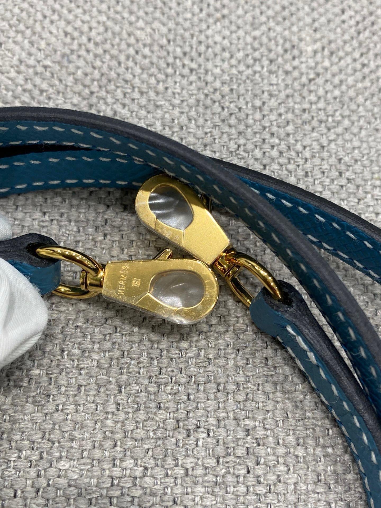 Hermes Mini Kelly Bleu Jean Epsom Gold Hardware